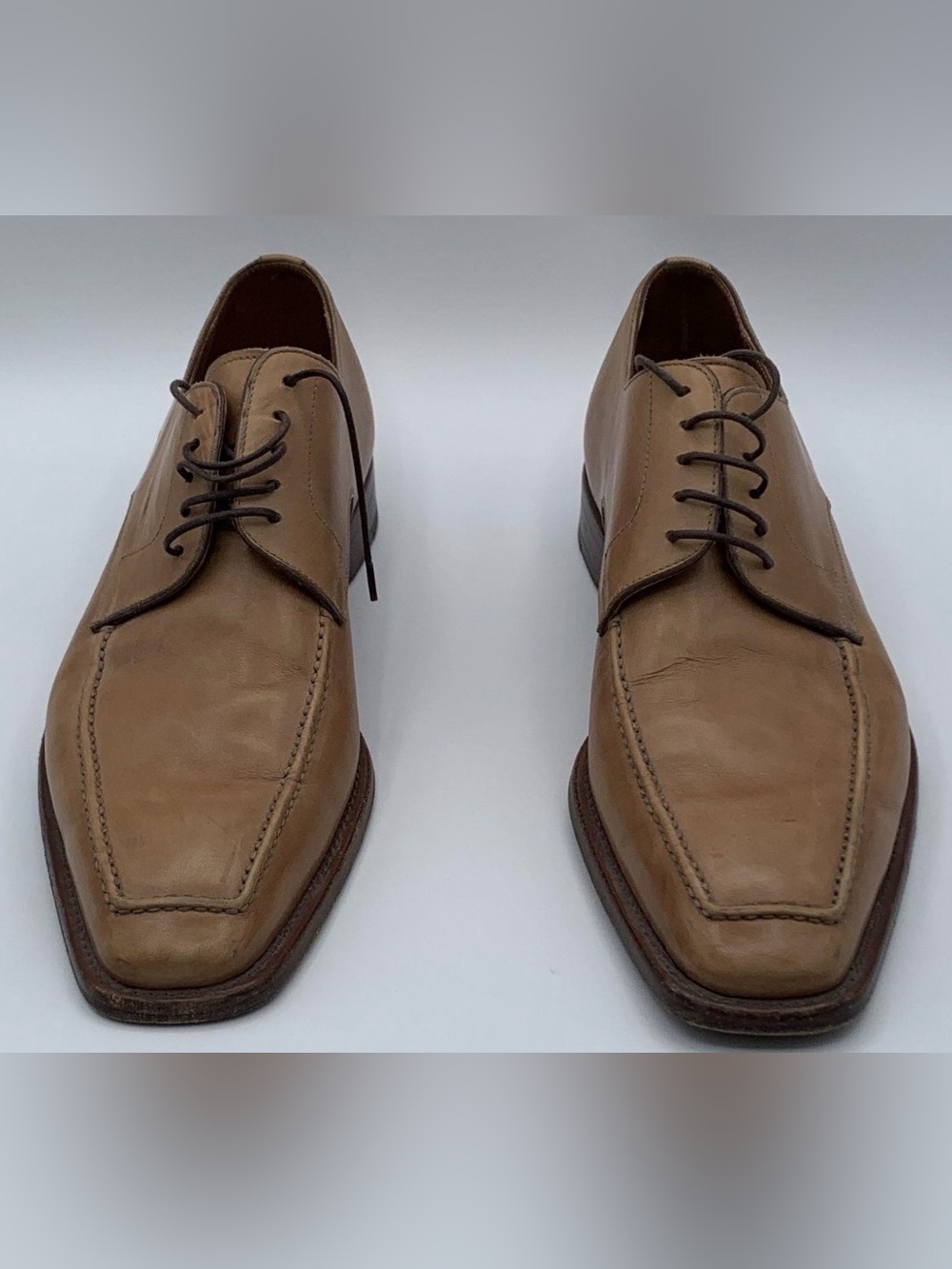 Ermenegildo Zegna Couture Tan Leather Derby Oxfords
